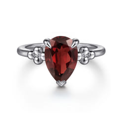 925 Sterling Silver Pear Garnet Bujukan Ring