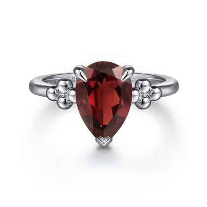 925 Sterling Silver Pear Garnet Bujukan Ring