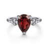 925 Sterling Silver Pear Garnet Bujukan Ring