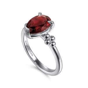925 Sterling Silver Pear Garnet Bujukan Ring