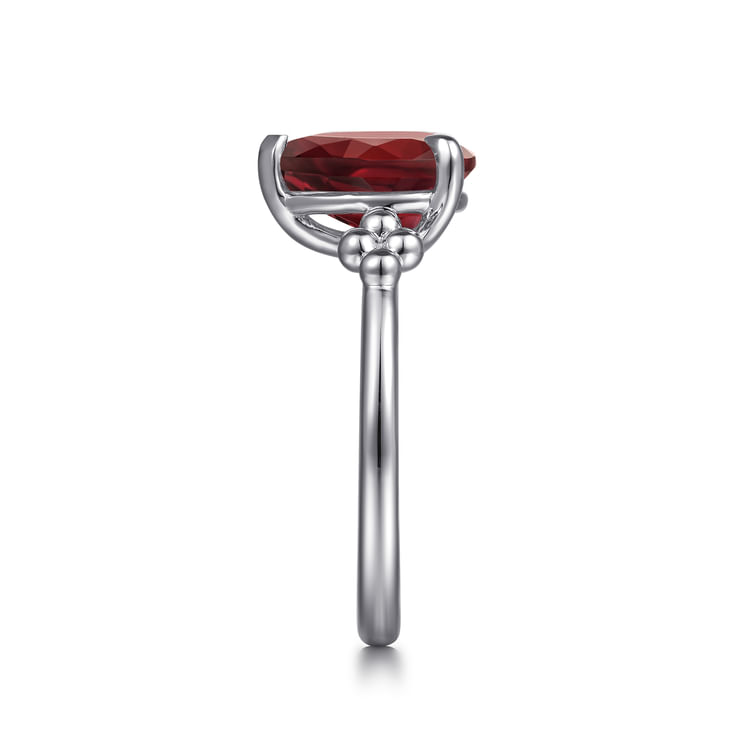 925 Sterling Silver Pear Garnet Bujukan Ring