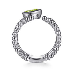 925 Sterling Silver Pear Peridot Bujukan Open Ring