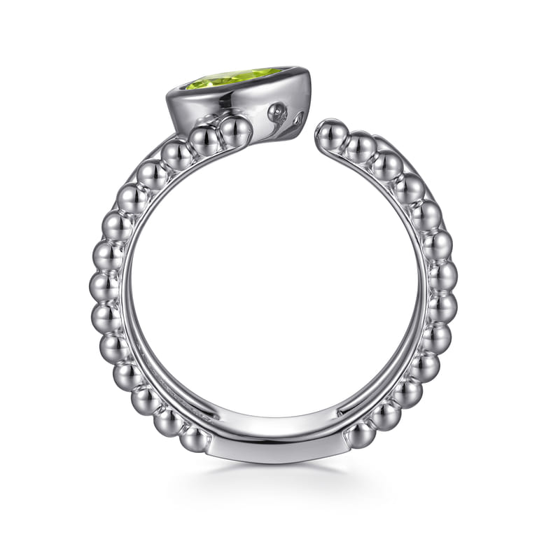 925 Sterling Silver Pear Peridot Bujukan Open Ring - Shot 2