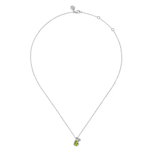 925 Sterling Silver Pear Peridot Bujukan Pendant Necklace