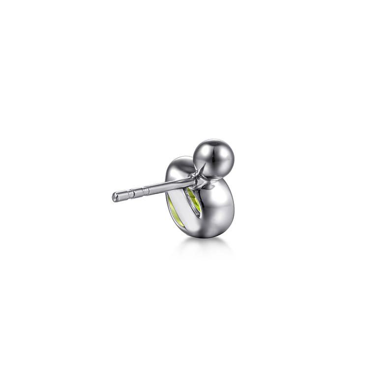 925 Sterling Silver Pear Peridot Bujukan Stud Earrings - Shot 2