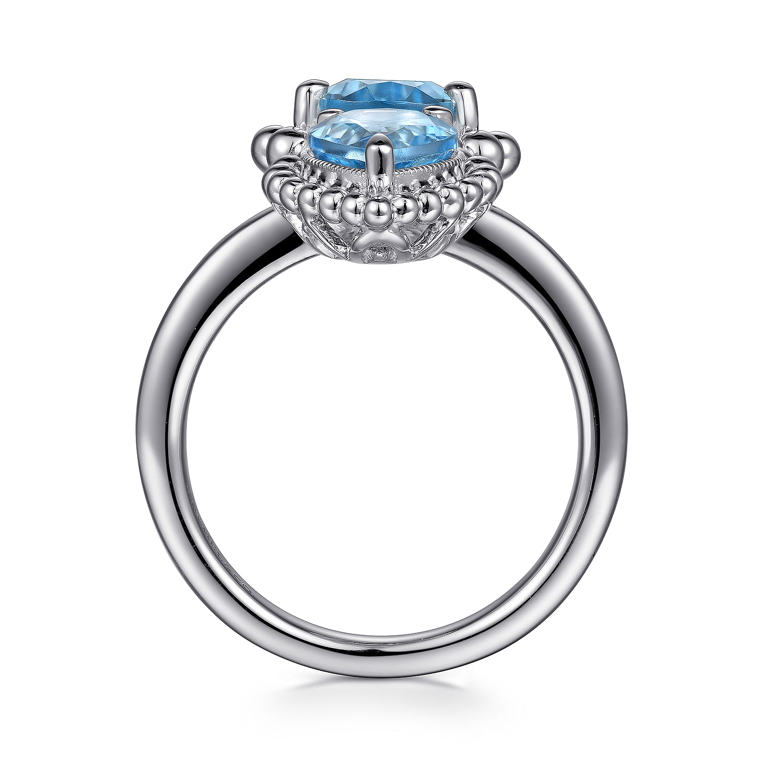 925 Sterling Silver Pear Shape Blue Topaz Bujukan Ladys' Ring