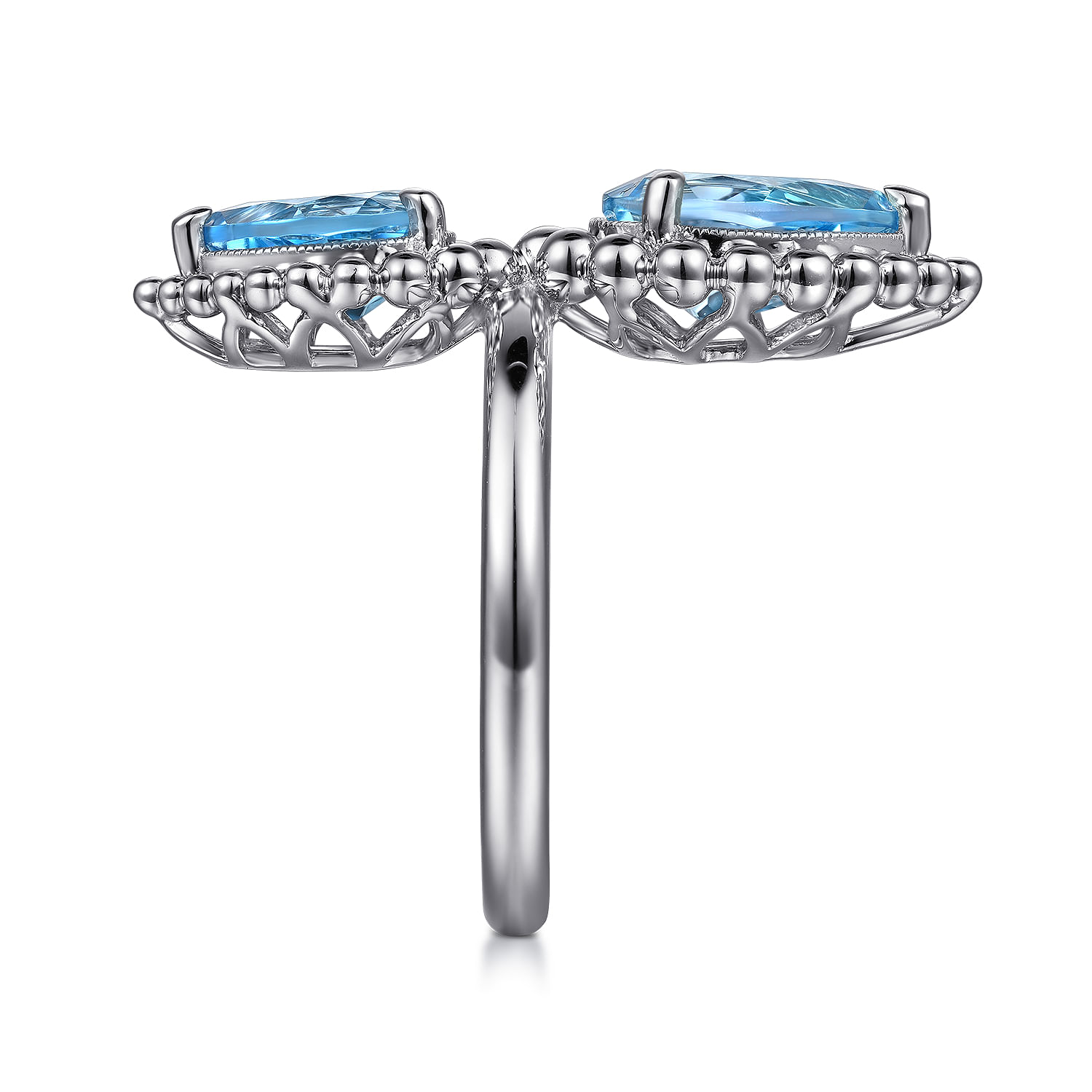 925 Sterling Silver Pear Shape Blue Topaz Bujukan Ladys' Ring