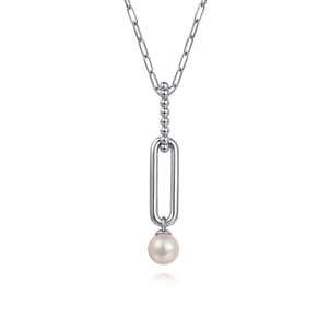 925 Sterling Silver Pearl Bujukan Drop Necklace
