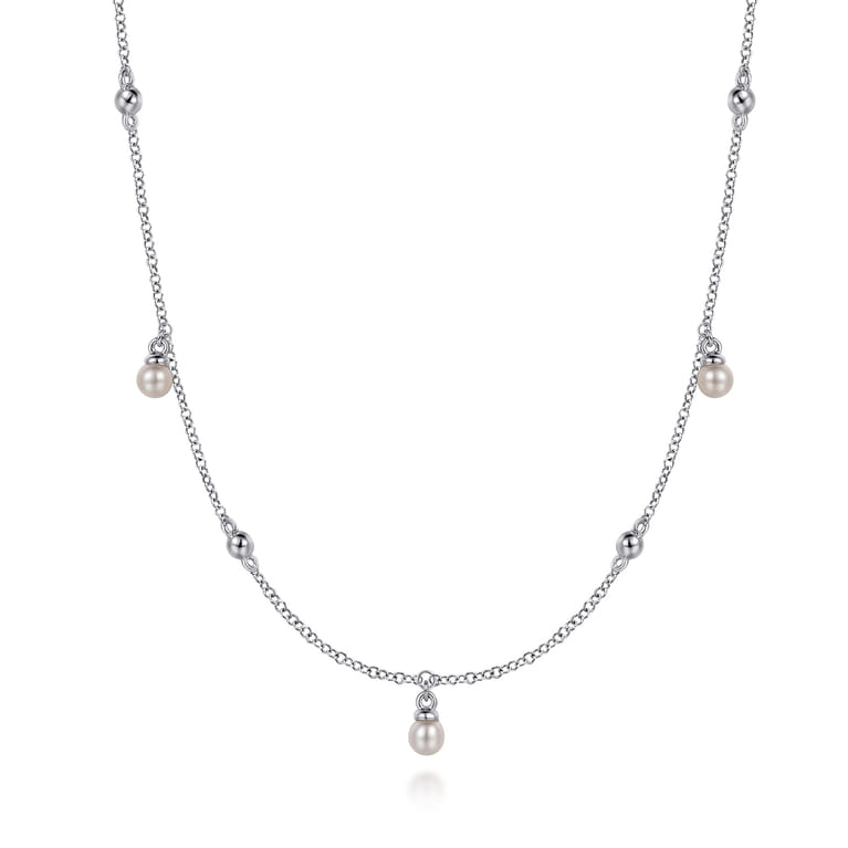 925 Sterling Silver Pearl Drop Necklace - Shot 1
