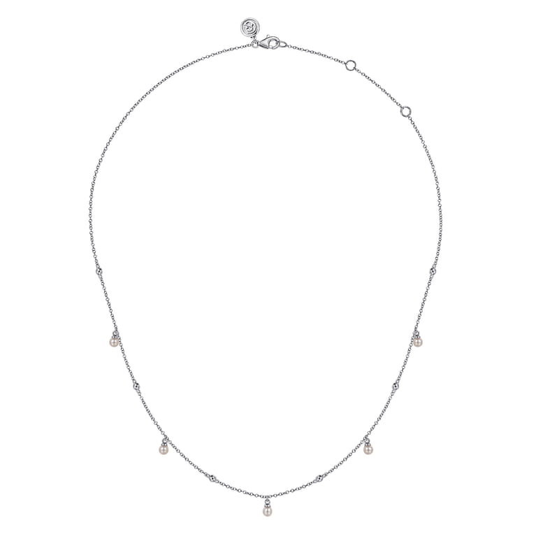 925 Sterling Silver Pearl Drop Necklace - Shot 2