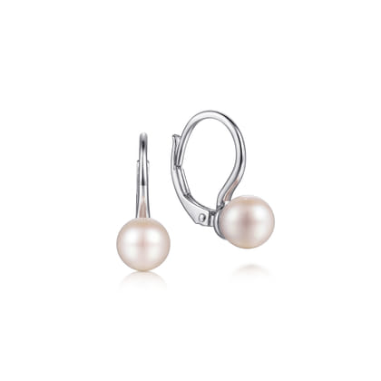 925 Sterling Silver Pearl Leverback Earrings