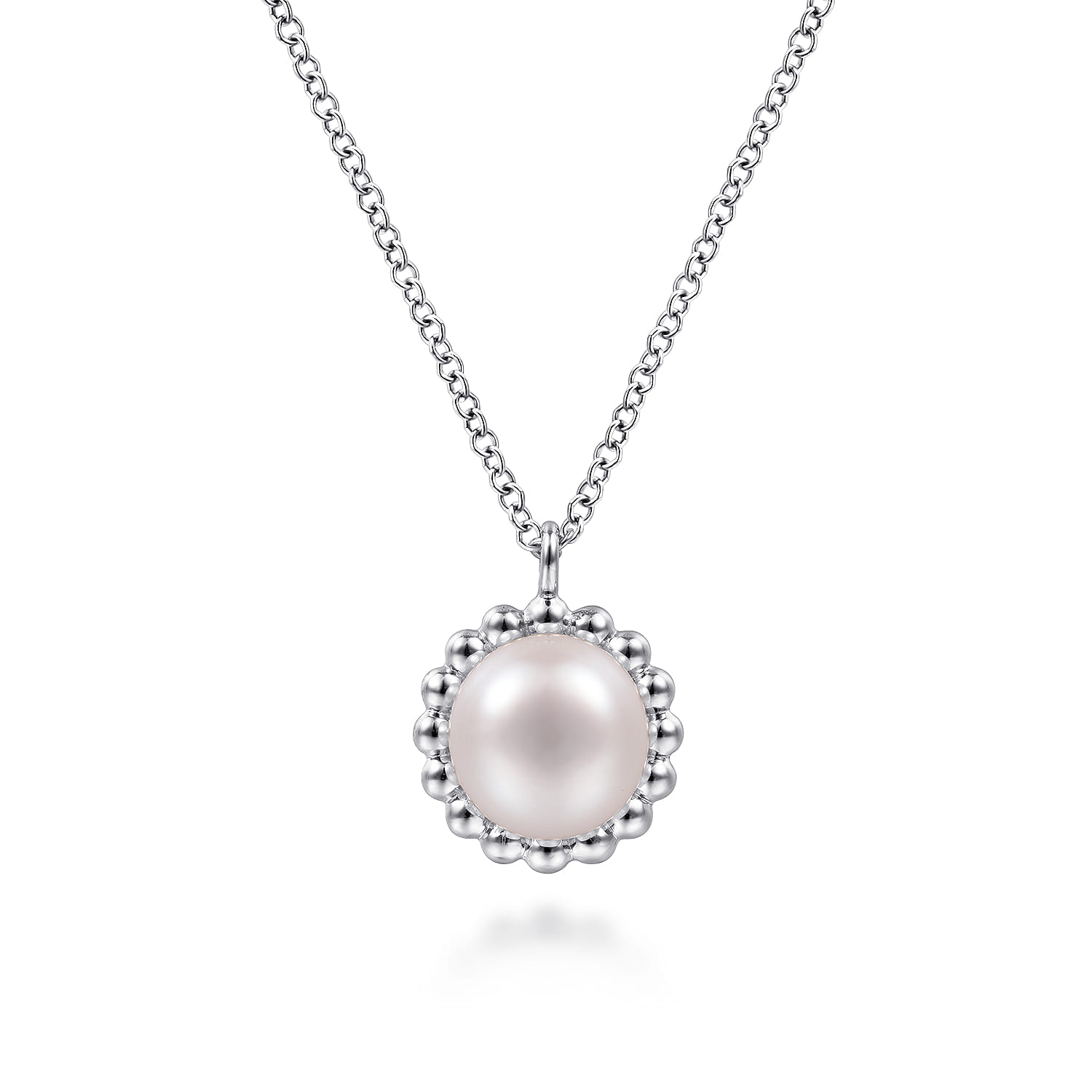 925 Sterling Silver Pearl Pendant Necklace-Bujukan