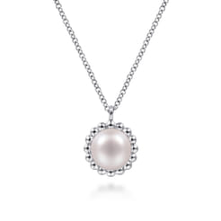 925 Sterling Silver Pearl Pendant Necklace-Bujukan