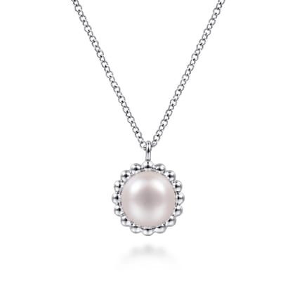 925 Sterling Silver Pearl Pendant Necklace-Bujukan