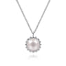 925 Sterling Silver Pearl Pendant Necklace-Bujukan