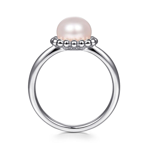 925 Sterling Silver Pearl Ring with Bujukan Beaded Halo - Shot 2