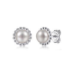 925 Sterling Silver Pearl Stud Earrings-Bujukan