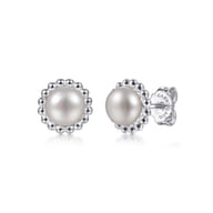 925 Sterling Silver Pearl Stud Earrings-Bujukan