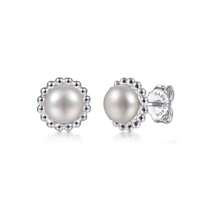 925 Sterling Silver Pearl Stud Earrings-Bujukan