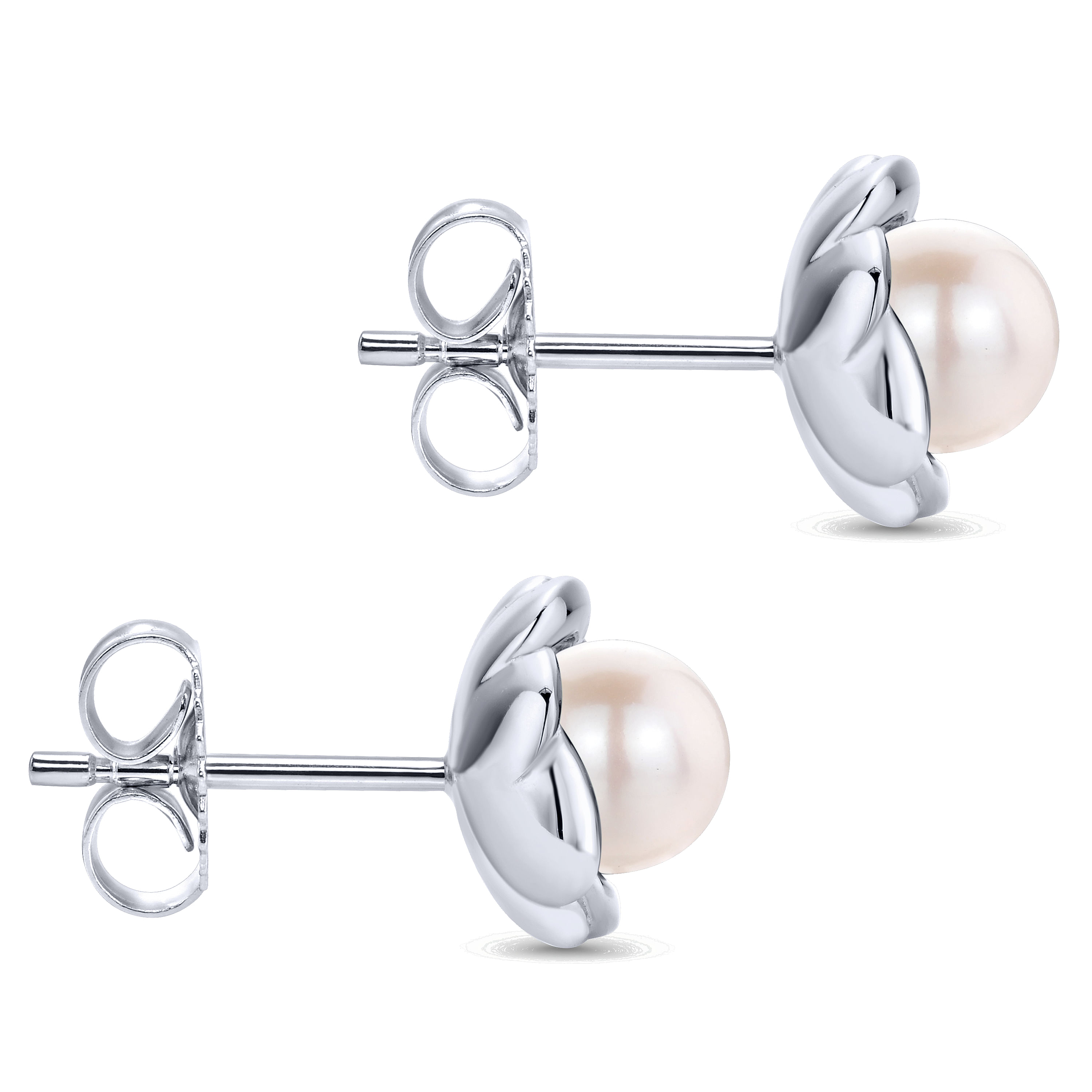 925 Sterling Silver Pearl Stud Earrings - Shot 3