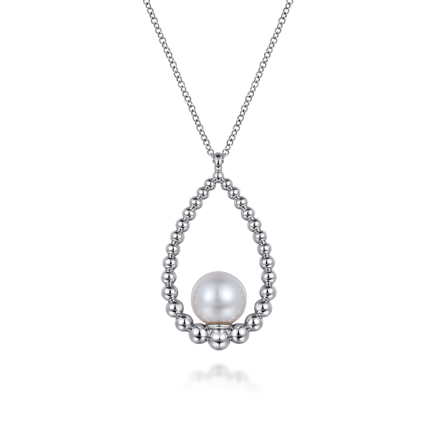 925 Sterling Silver Pearl Teardrop Necklace-Bujukan