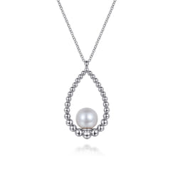 925 Sterling Silver Pearl Teardrop Necklace-Bujukan