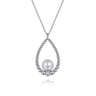 925 Sterling Silver Pearl Teardrop Necklace-Bujukan