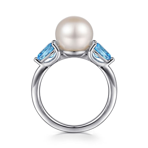 925 Sterling Silver Pearl and Blue Topaz Ring - Shot 2