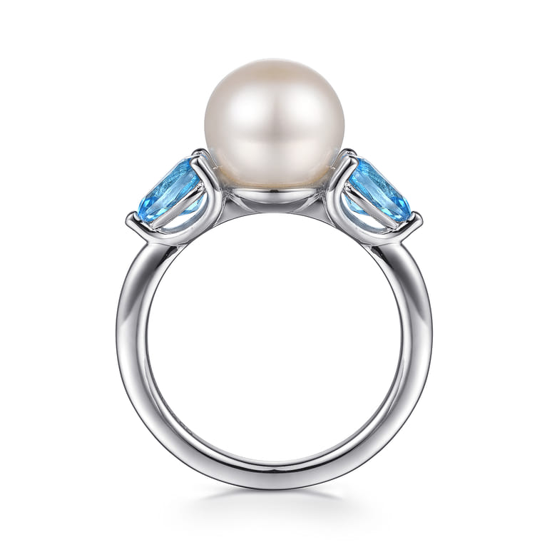 925 Sterling Silver Pearl and Blue Topaz Ring - Shot 2