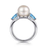 925 Sterling Silver Pearl and Blue Topaz Ring