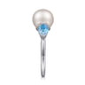 925 Sterling Silver Pearl and Blue Topaz Ring