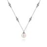 925 Sterling Silver Pearl and Bujukan Beads Station Necklace