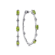 925 Sterling Silver Peridot Bujukan Classic 40mm Hoop Earrings