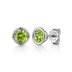 925 Sterling Silver Peridot Stud Earrings