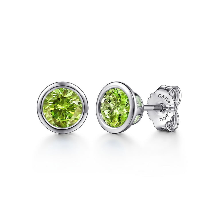 925 Sterling Silver Peridot Stud Earrings