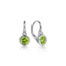 925 Sterling Silver Peridot and Diamond Leverback Earrings - 0.04 ct
