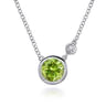 925 Sterling Silver Peridot and Diamond Pendant Necklace - 0.02 ct