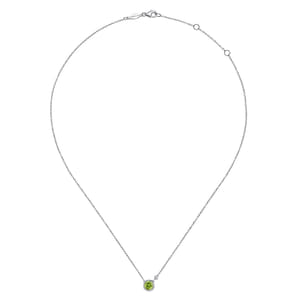 925 Sterling Silver Peridot and Diamond Pendant Necklace