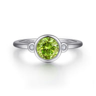 925 Sterling Silver Peridot and Diamond Ring