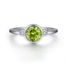 925 Sterling Silver Peridot and Diamond Ring - 0.05 ct