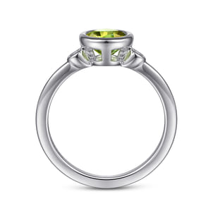 925 Sterling Silver Peridot and Diamond Ring