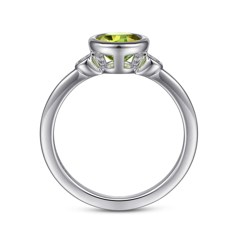 925 Sterling Silver Peridot and Diamond Ring - 0.05 ct - Shot 2