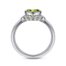 925 Sterling Silver Peridot and Diamond Ring - 0.05 ct