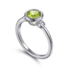 925 Sterling Silver Peridot and Diamond Ring - 0.05 ct