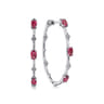 925 Sterling Silver Pink Tourmaline Bujukan Classic 40mm Hoop Earrings