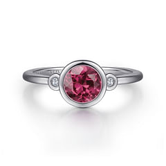 925 Sterling Silver Pink Tourmaline and Diamond Ladies Ring