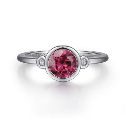 925 Sterling Silver Pink Tourmaline and Diamond Ladies Ring