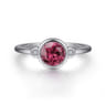 925 Sterling Silver Pink Tourmaline and Diamond Ladies Ring - 0.05 ct