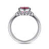 925 Sterling Silver Pink Tourmaline and Diamond Ladies Ring - 0.05 ct