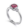 925 Sterling Silver Pink Tourmaline and Diamond Ladies Ring - 0.05 ct